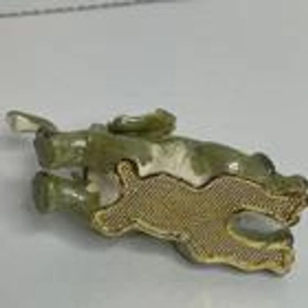 Enamel Elephant Green Gold Trunk Up Jeweled TRINKET BOX Jewelry Pills Rings 3.5